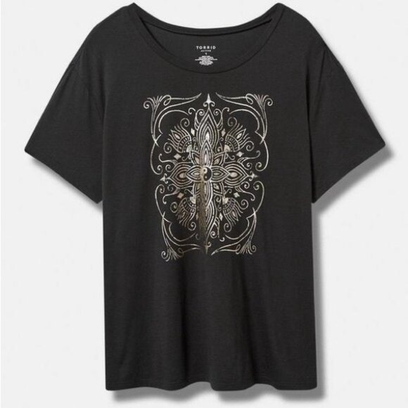 Women’s torrid 1 Black Silver Yin Yang Performance Cotton Active Tee 14 16 1X - Picture 14 of 14